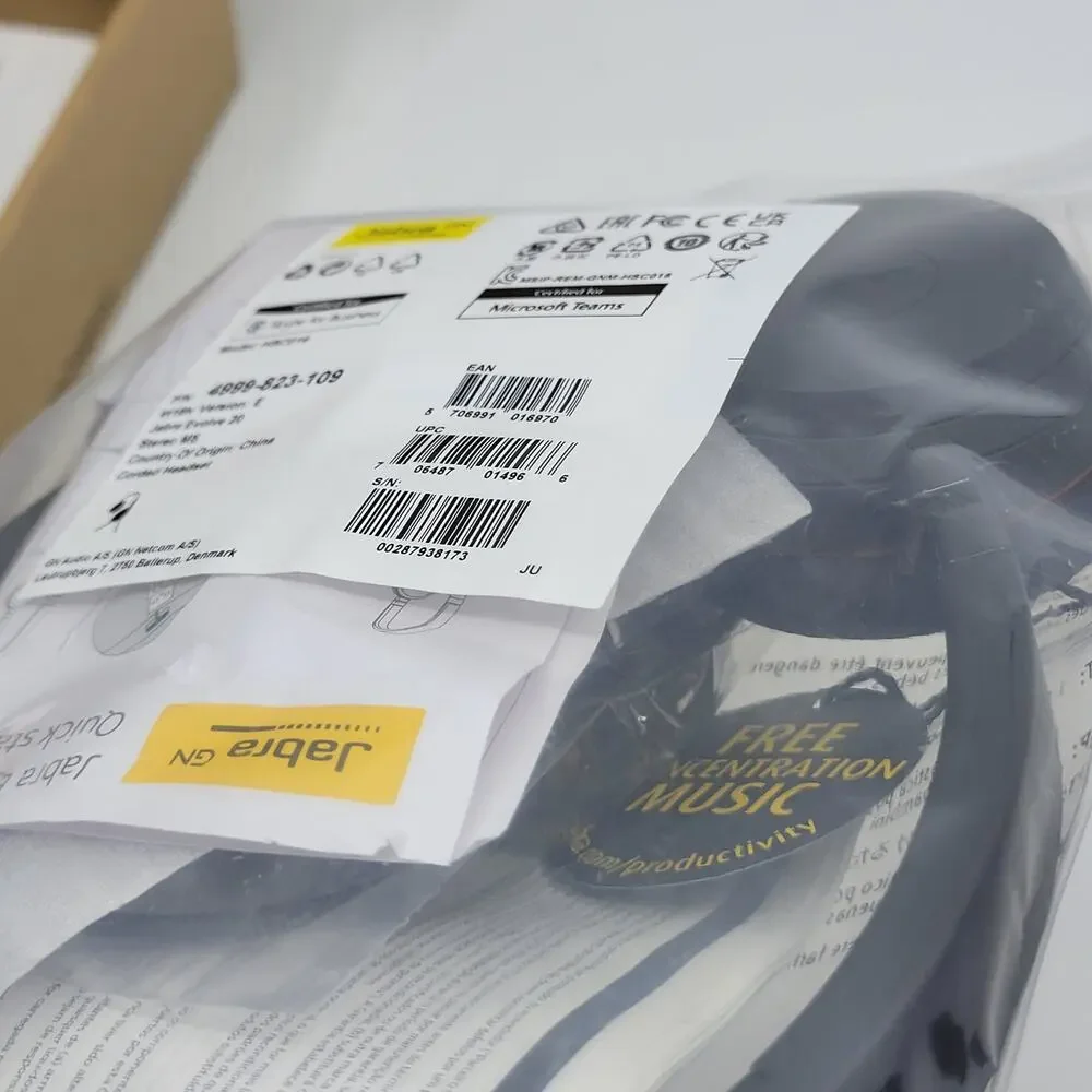 Jabra HSC016 Evolve 20 USB 2 Ear Stereo MS 4999-823-109 Corded Headset New